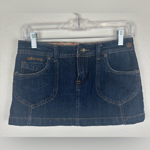 Billabong Women's Dark Denim Micro Mini Skirt - Picture 2 of 14